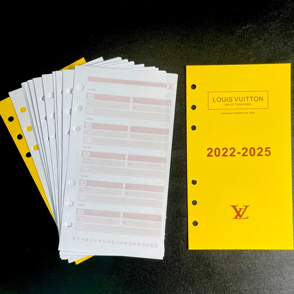 AUTHENTIC Louis Vuitton MM Agenda Address Book Contact Inserts (25 sheets)